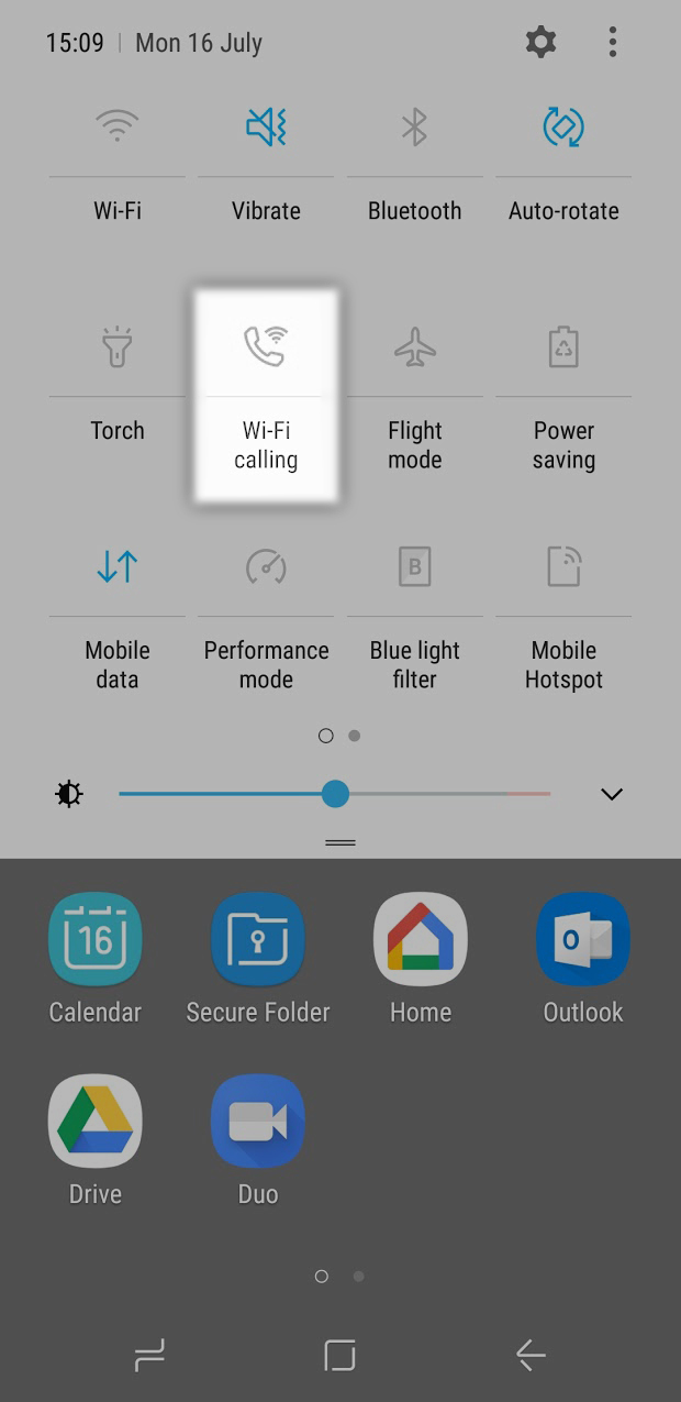 Forth step of calling using Wi-FI