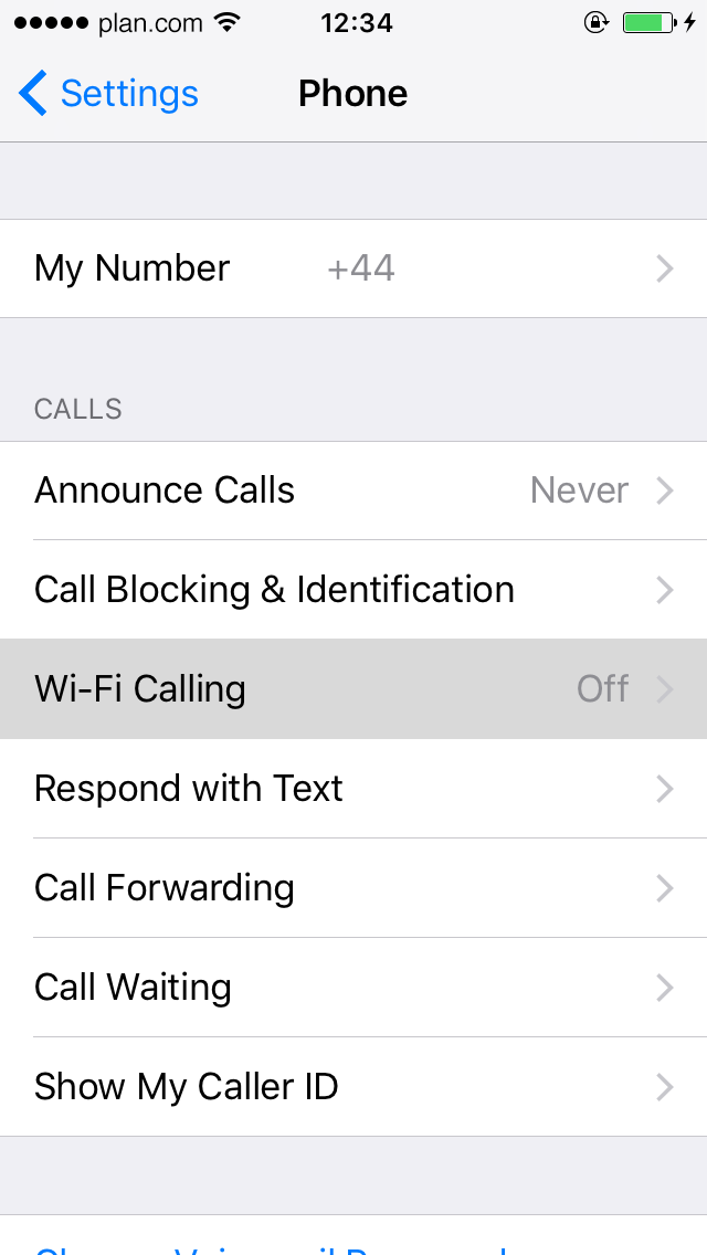 Second step of calling using Wi-FI