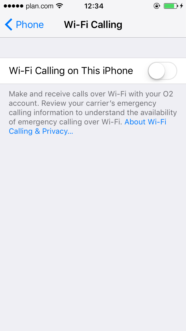 Third step of calling using Wi-FI