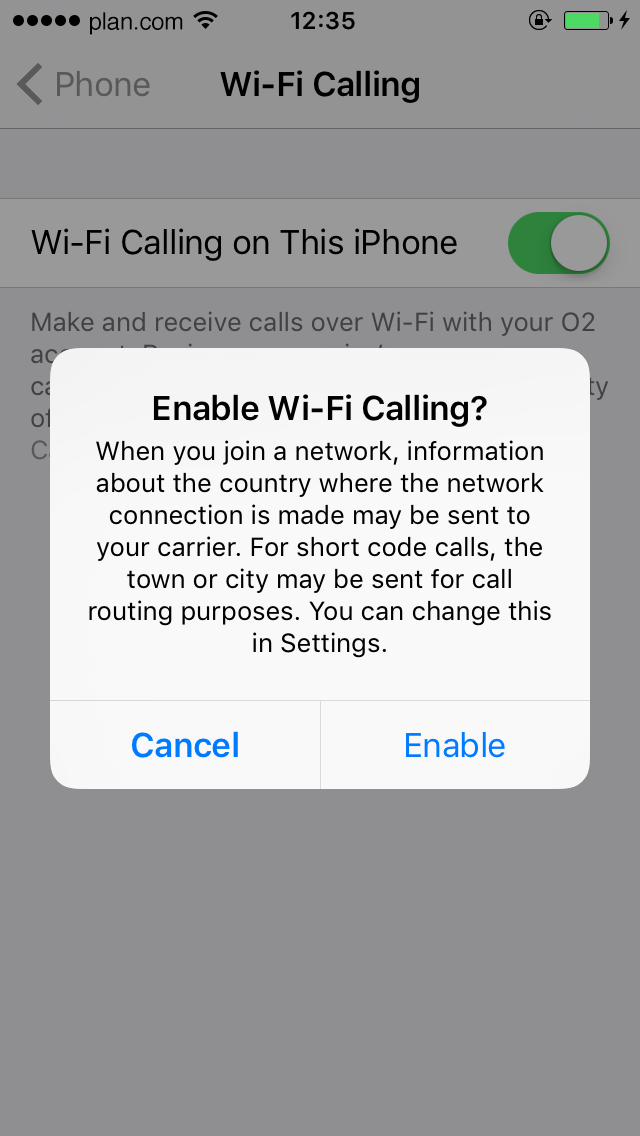 Forth step of calling using Wi-FI